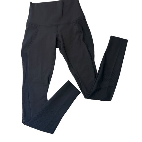 Lululemon Barre Star *Full-On Luon black mesh perforated high rise full length 2 - Picture 3 of 10